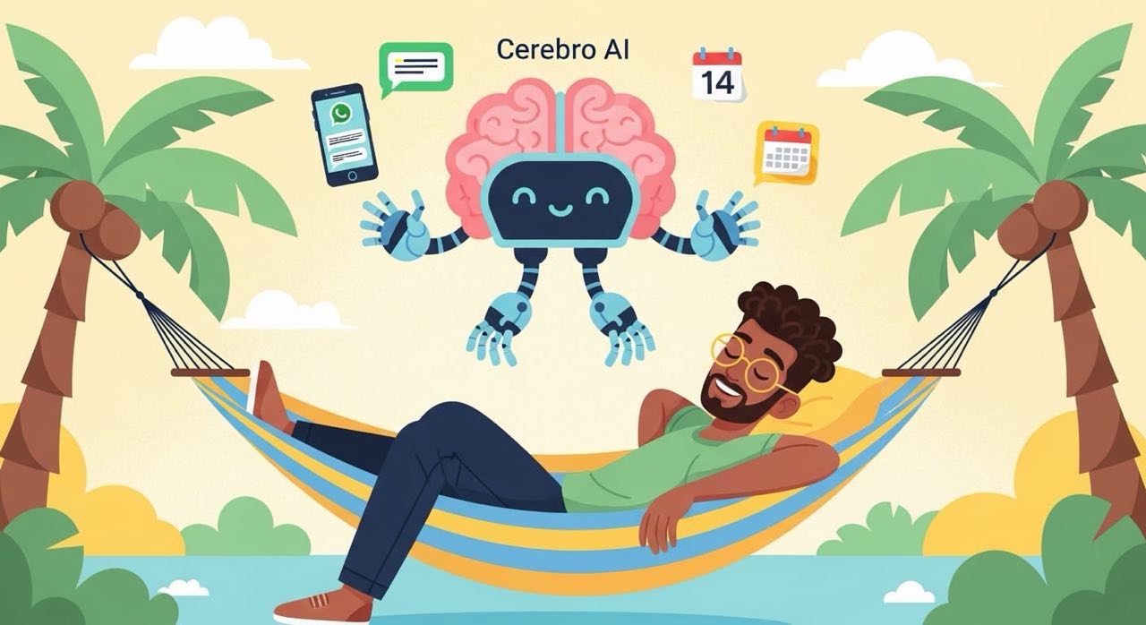 Cerebro AI automatizando WhatsApp y calendario mientras descansas